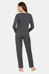 Rosaline Starry Nights Knit Cotton Pyjama Set - Black Beauty — thumbnail 3